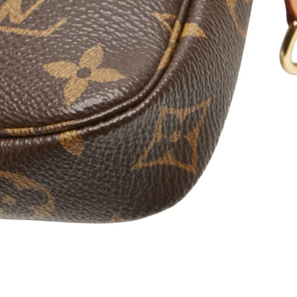 LOUIS VUITTON Authentic Brown Monogram Leather Pochette Mini Bag - Picture 7 of 14